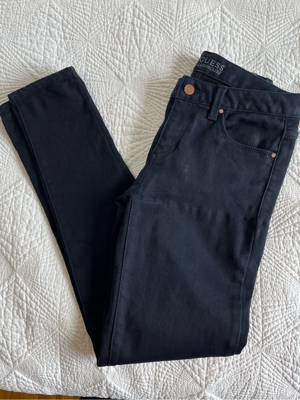 GUESS Women’s Black Skinny Jeans with Copper Accents